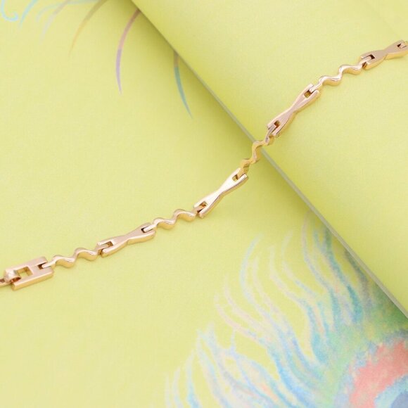 "Wavy Link Rose Gold Bracelet in High-Polish Finish, XPBL0882 - Picture 7 of 12